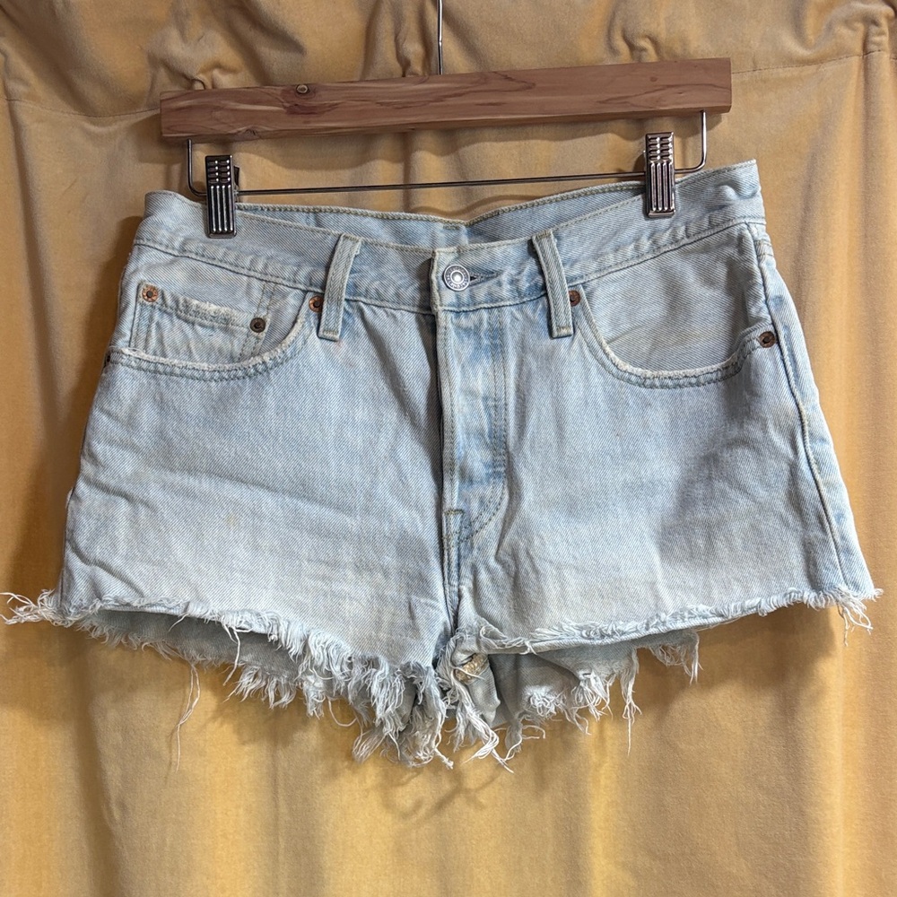 Levi’s Light Blue Distressed Denim Shorts